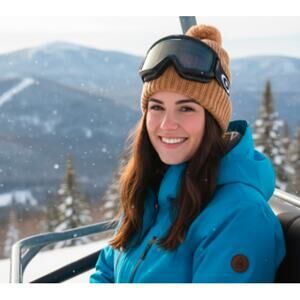 LUXTON Women's Ribbed Cashmere Wool Pom Pom Beanie Hat NIB 220 Camel One Size